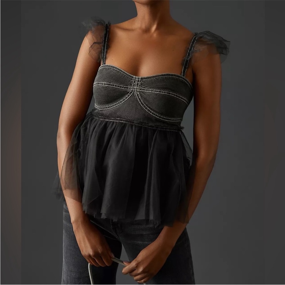 NWT Anthropologie x Pilcro Tulle Babydoll Blouse Size Small